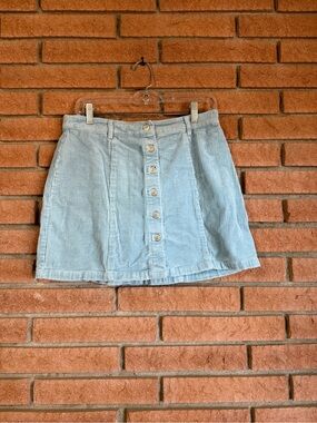 Forever 21 Light Blue Corduroy Button-Front Mini Skirt